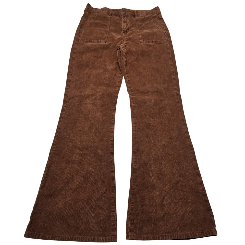 American Eagle Brown Corduroy Flare Pants High Waisted Wide Leg Size 10 Regular